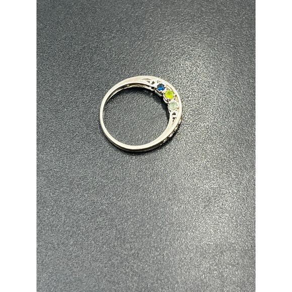 M M Signed Sterling Silver 925 Multicolor CZ Half Eternity Band Ring Sz 6.25 - Picture 14 of 15